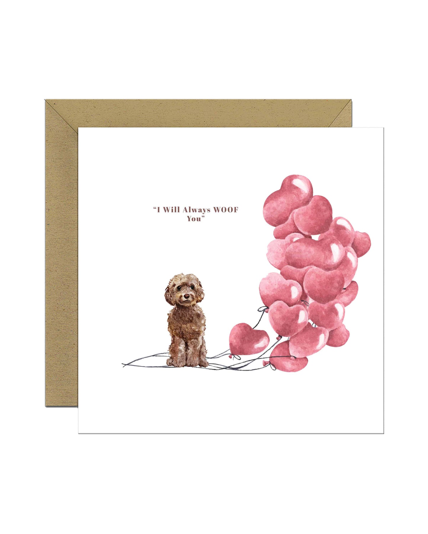 I will always WOOF You, Brown Cockapoo Valentine's Card