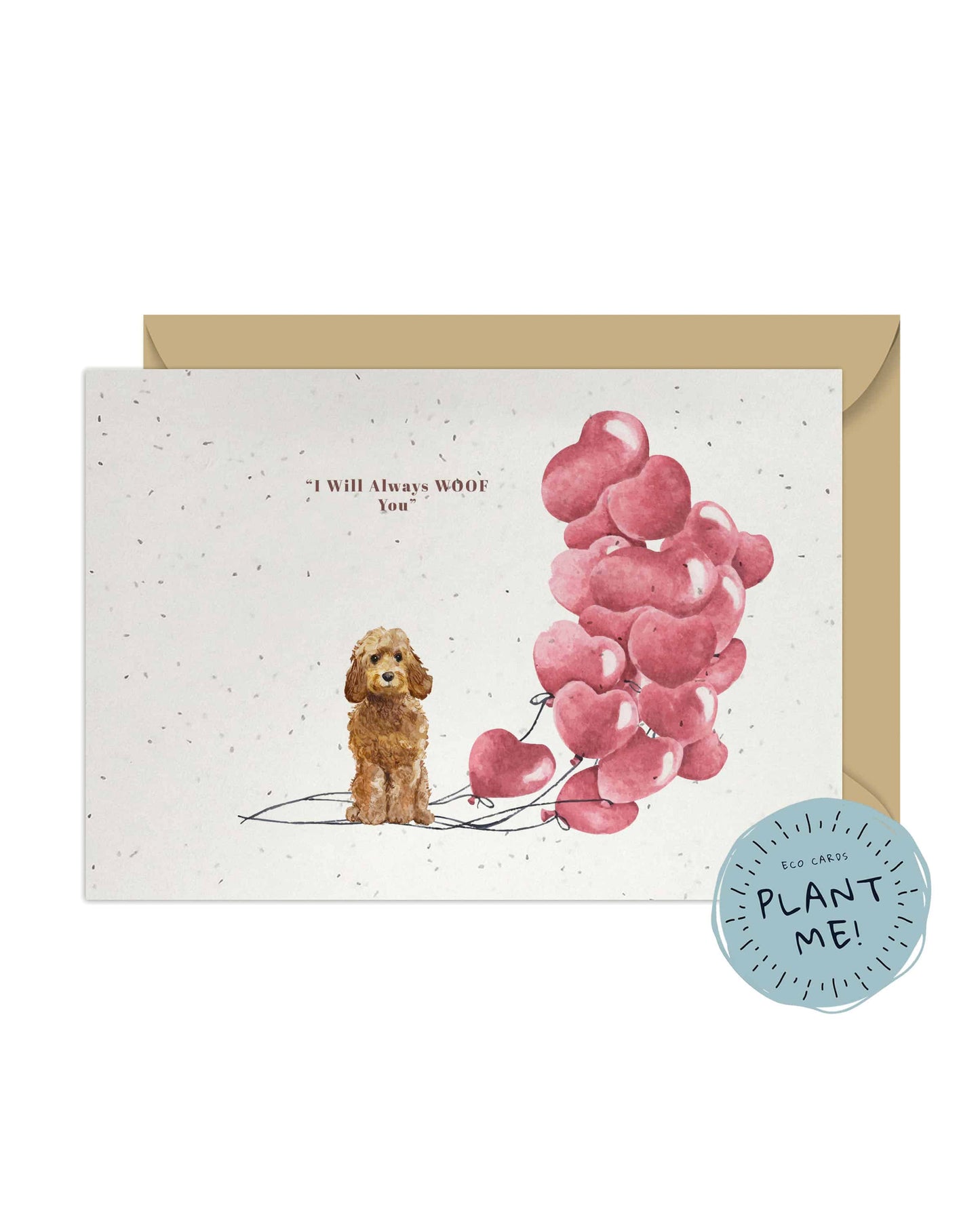 I will always WOOF You, Golden Honey Cockapoo Valentine's Card