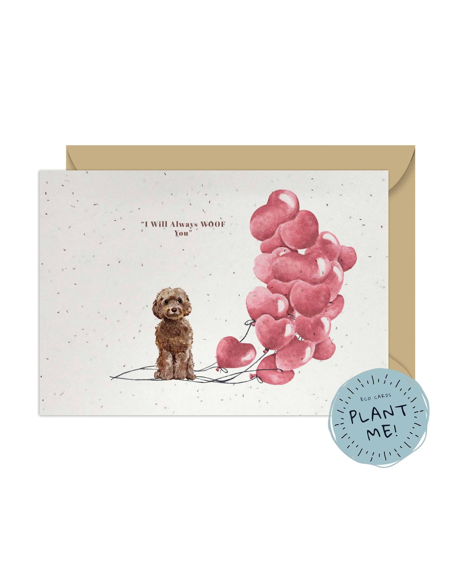 I will always WOOF You, Brown Cockapoo Valentine's Card