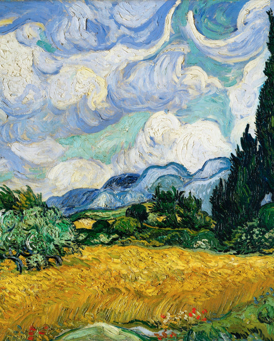 Wheat Field with Cypresses by Van Gogh Premium Pillow