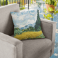 Vincent Van gogh wheat field with cypresses printed on a throw pillow for aesthetic home furnishing 