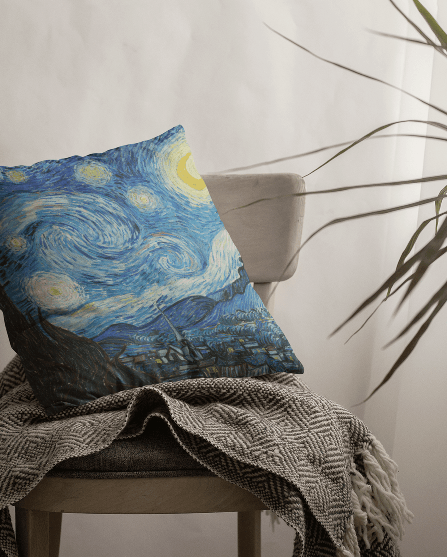 Vincent Van Gogh Starry Night printed on throw cushion for home furnishing