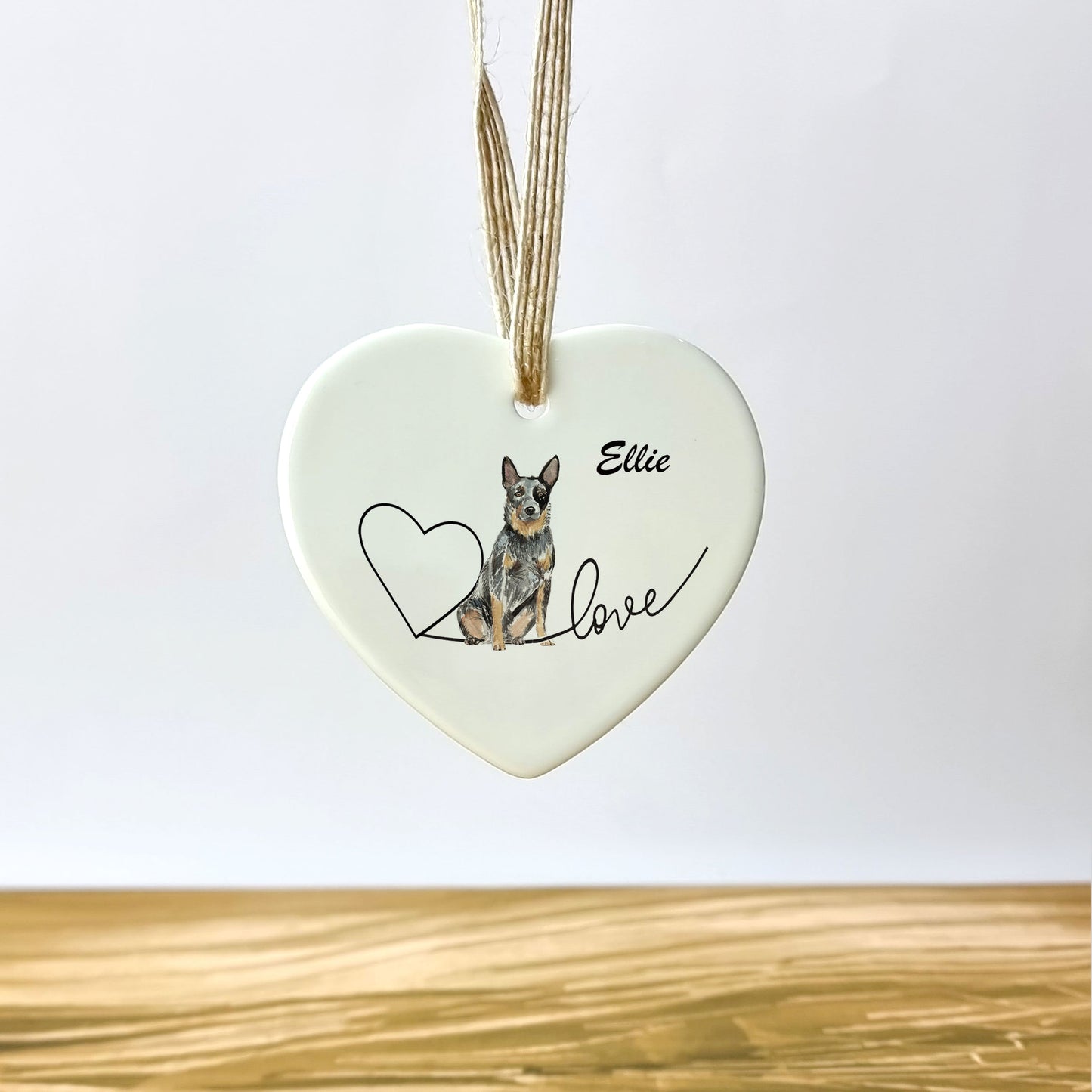 Customisable Ceramic Heart keepsake Love Dog Ornament - 88 Breeds