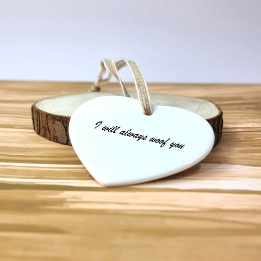 Customisable Ceramic Heart keepsake Love Dog Ornament - 88 Breeds